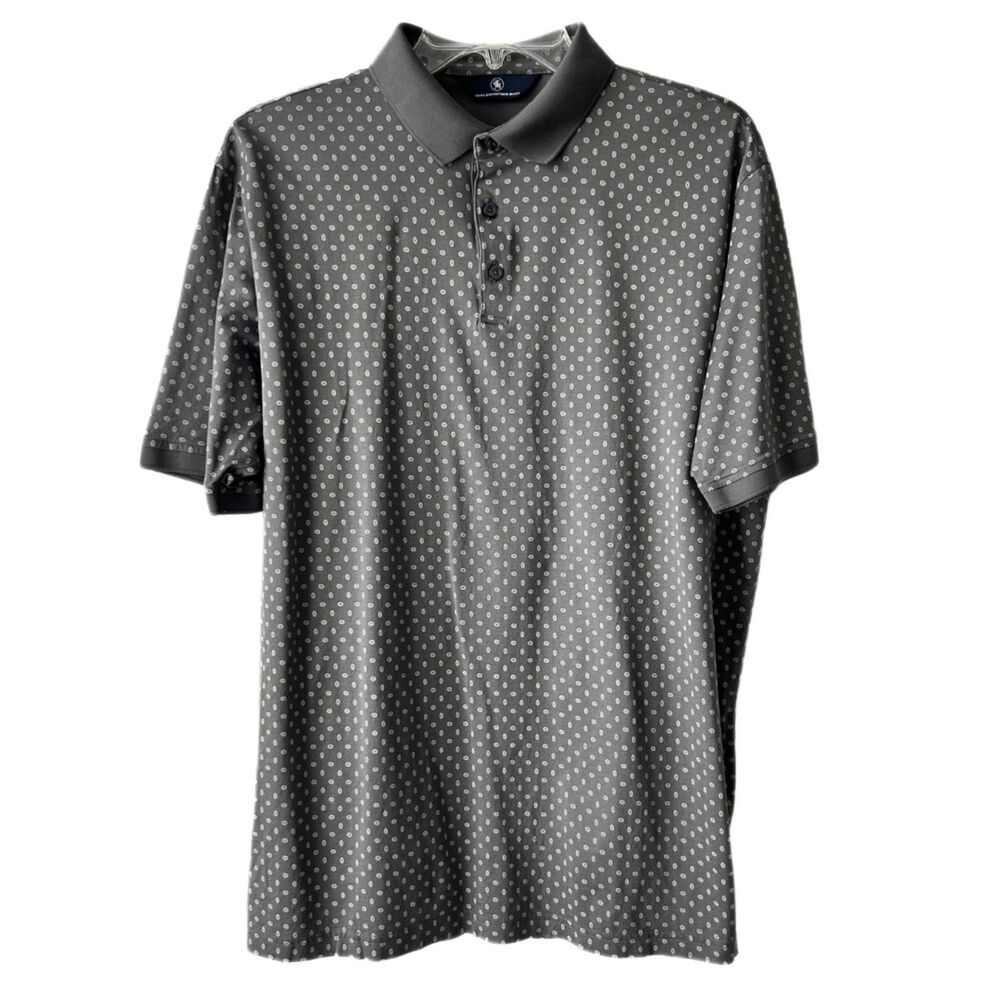 Hart Schaffner Marx Polo Shirt Oval Circle Design Gray Cotton Collared Men’s L